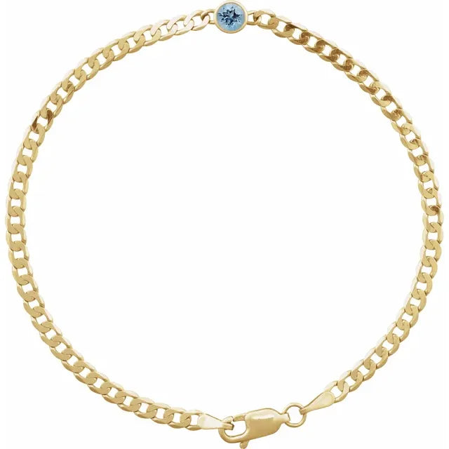 Diamond or Gemstone Solitaire Cuban Link Bracelet