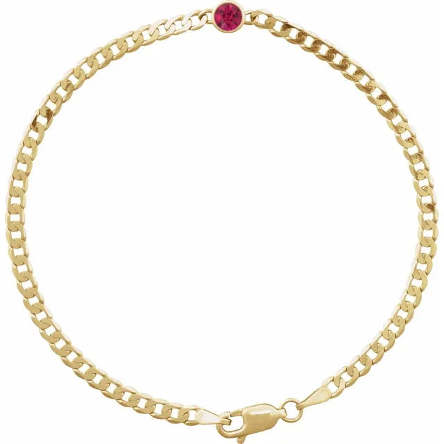 Diamond or Gemstone Solitaire Cuban Link Bracelet