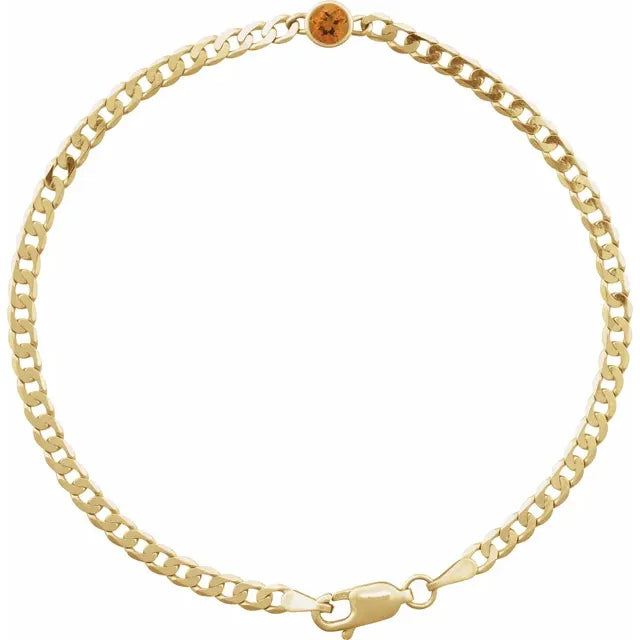 Diamond or Gemstone Solitaire Cuban Link Bracelet