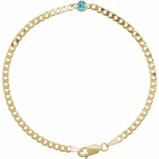 Diamond or Gemstone Solitaire Cuban Link Bracelet