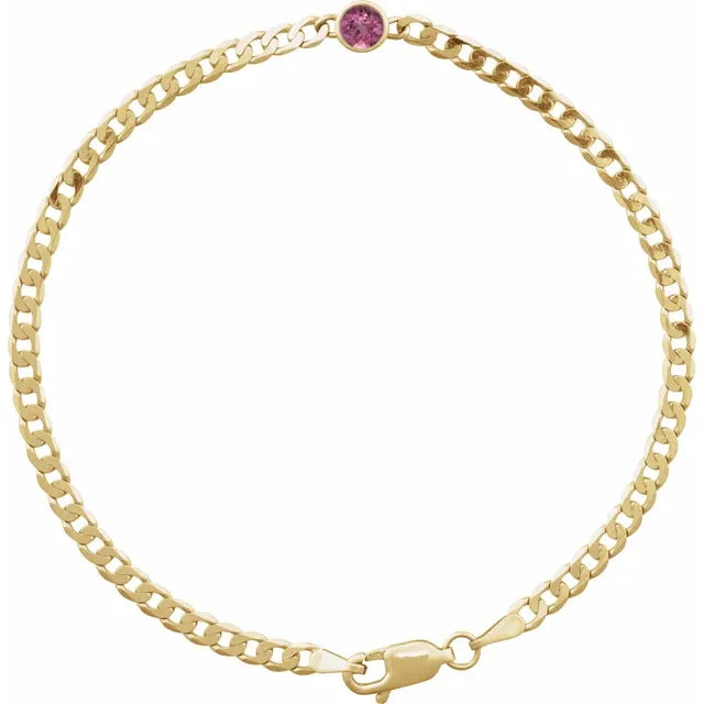 Diamond or Gemstone Solitaire Cuban Link Bracelet