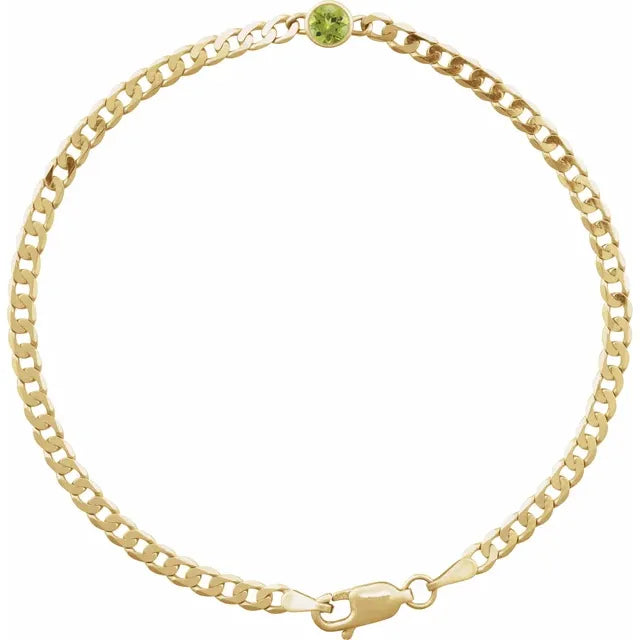 Diamond or Gemstone Solitaire Cuban Link Bracelet