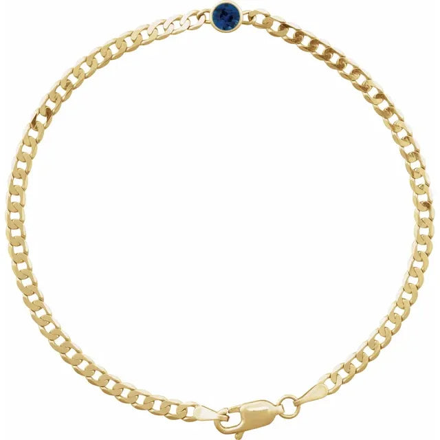 Diamond or Gemstone Solitaire Cuban Link Bracelet