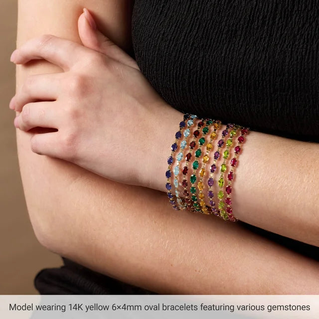 Oval Cut Gemstone Line Bracelet