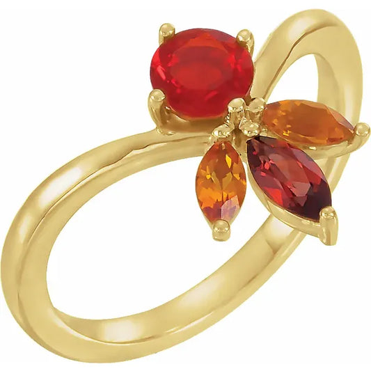 Mexican Fire Opal Flower Ring