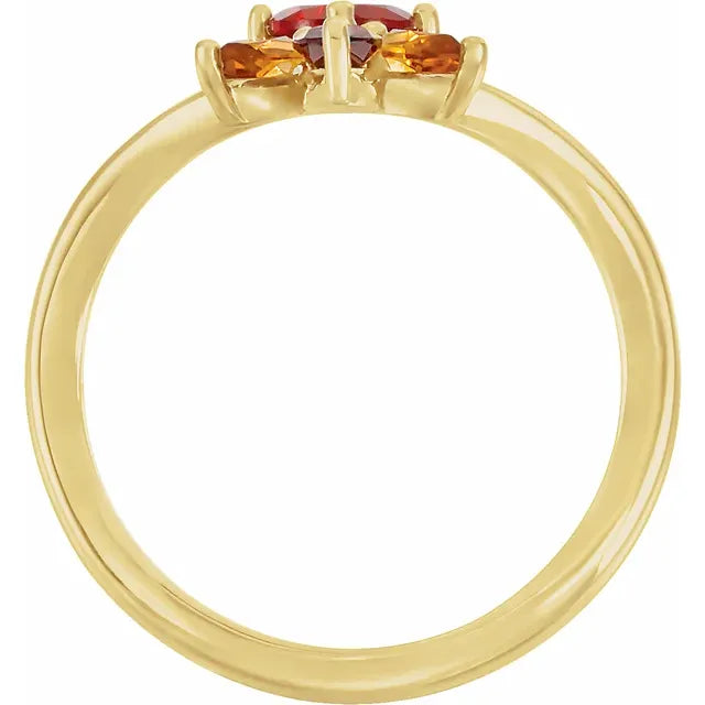 Mexican Fire Opal Flower Ring