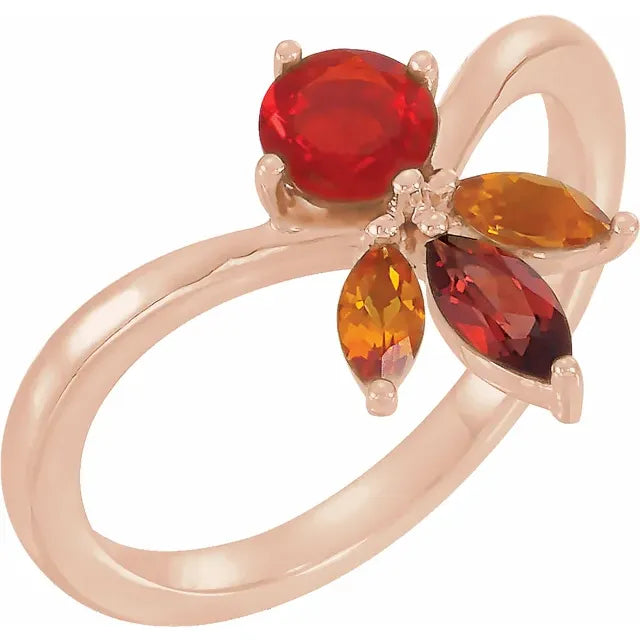 Mexican Fire Opal Flower Ring