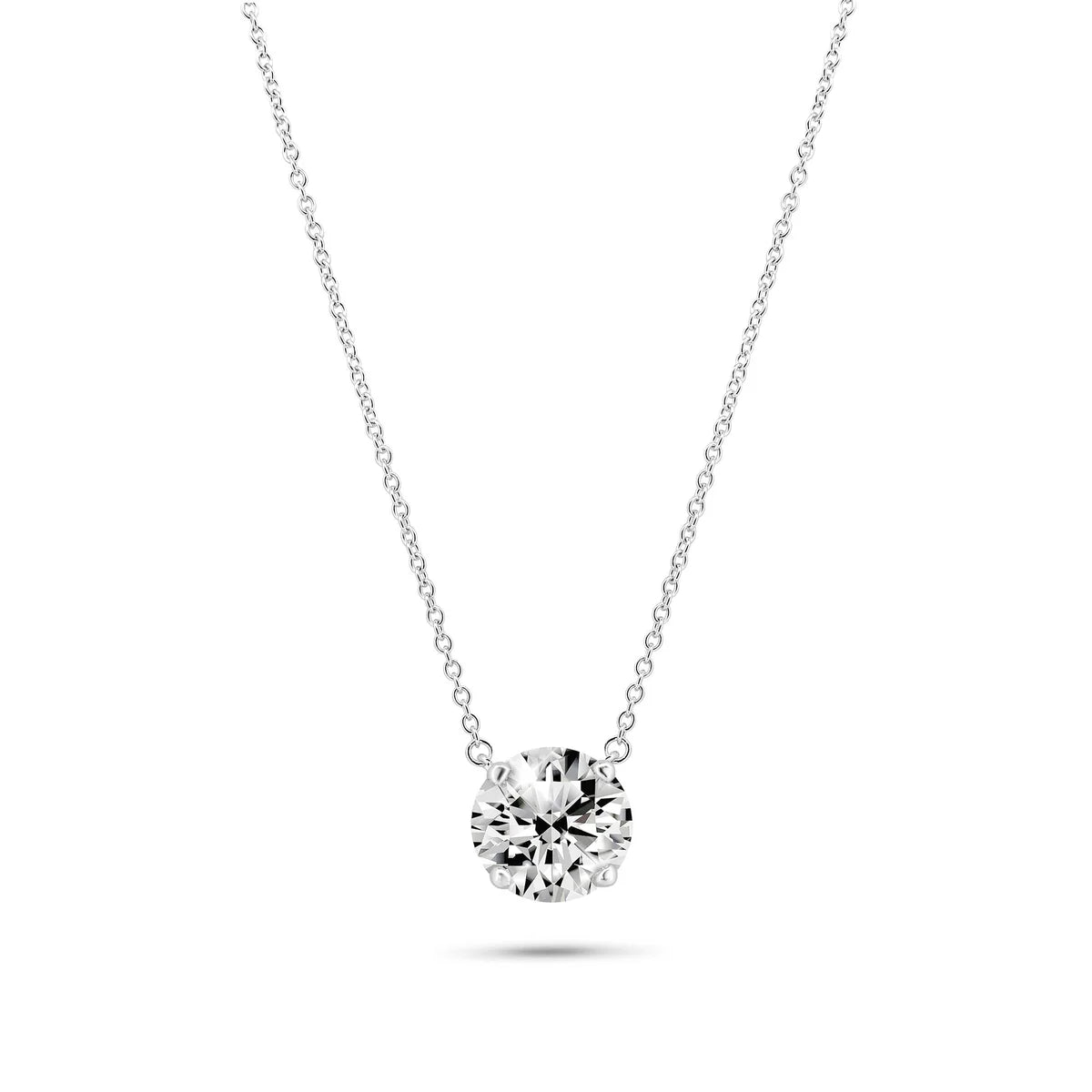 Sterling silver Round Moissanite Solitaire Necklace
