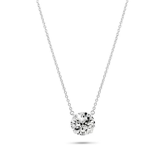 Sterling silver Round Moissanite Solitaire Necklace