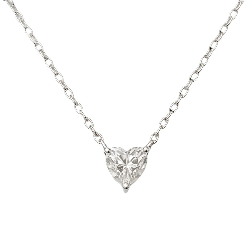 Sterling Silver Heart Shaped Moissanite Necklace