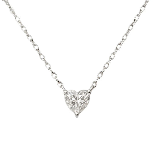 Sterling Silver Heart Shaped Moissanite Necklace