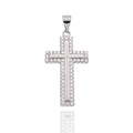 Sterling Silver Moissanite Border Cross Pendant