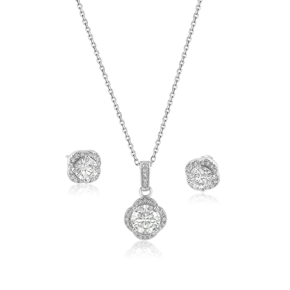 Sterling silver Flower Moissanite Set