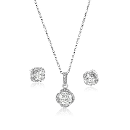Sterling silver Flower Moissanite Set