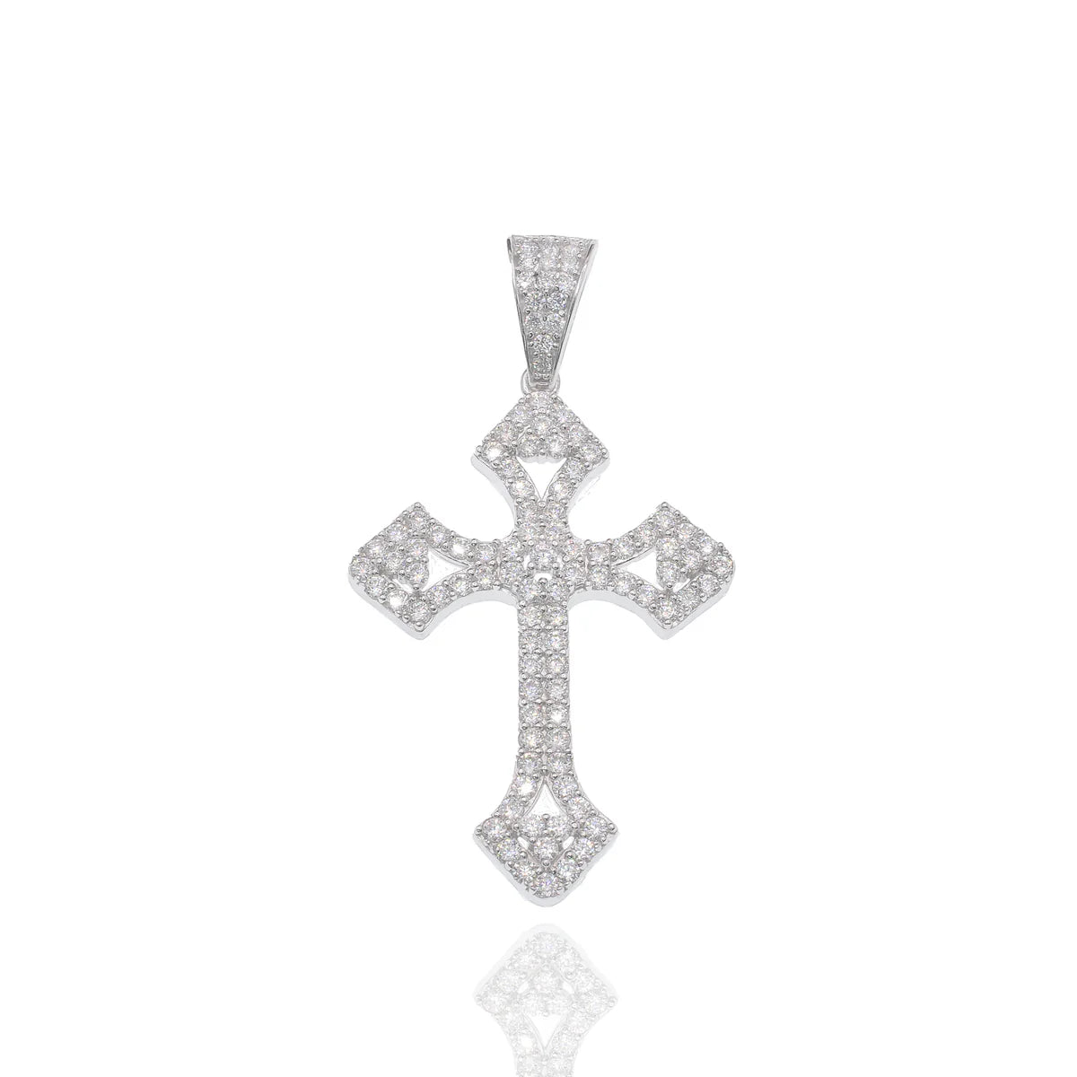 Sterling silver Moissanite Detailed Cross pendant