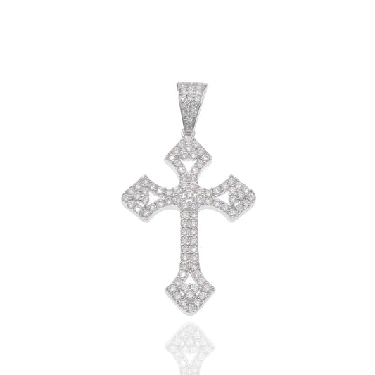 Sterling silver Moissanite Detailed Cross pendant