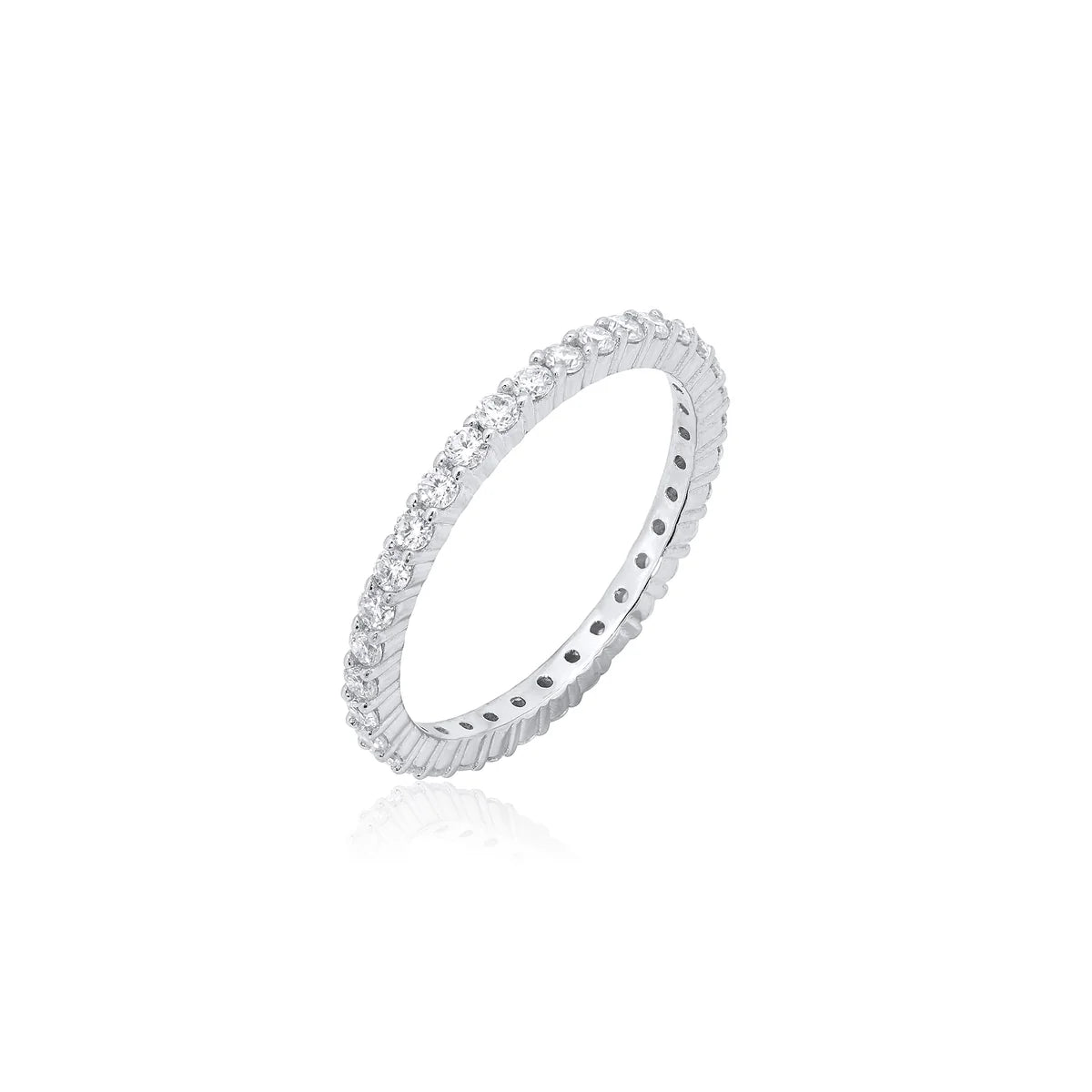 Sterling Silver 2mm Moissanite Band