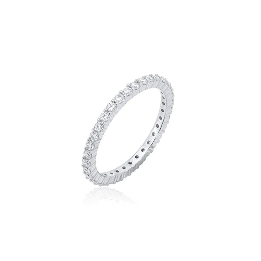 Sterling Silver 2mm Moissanite Band