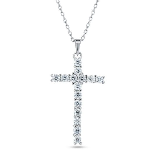 Sterling Silver Moissanite Cross Classic Necklace