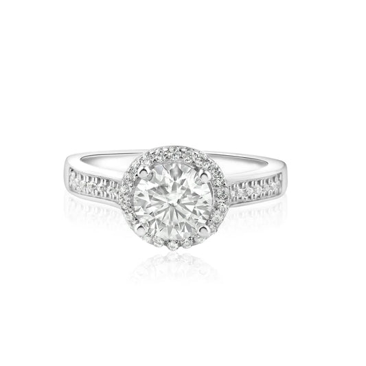 Sterling Silver 1ct Halo Moissanite Ring