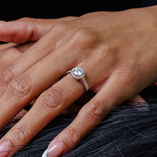 Sterling Silver 1ct Halo Moissanite Ring