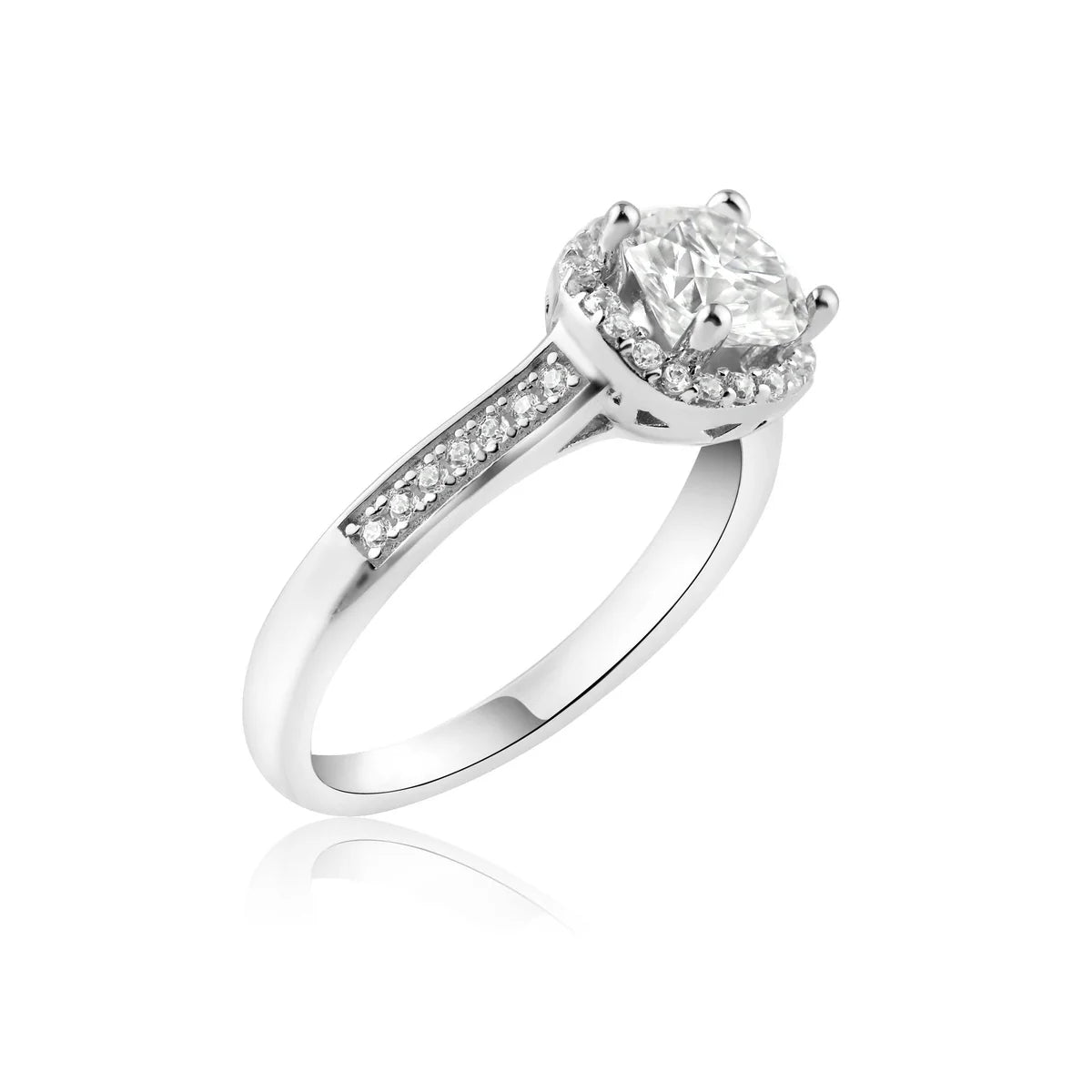 Sterling Silver 1ct Halo Moissanite Ring