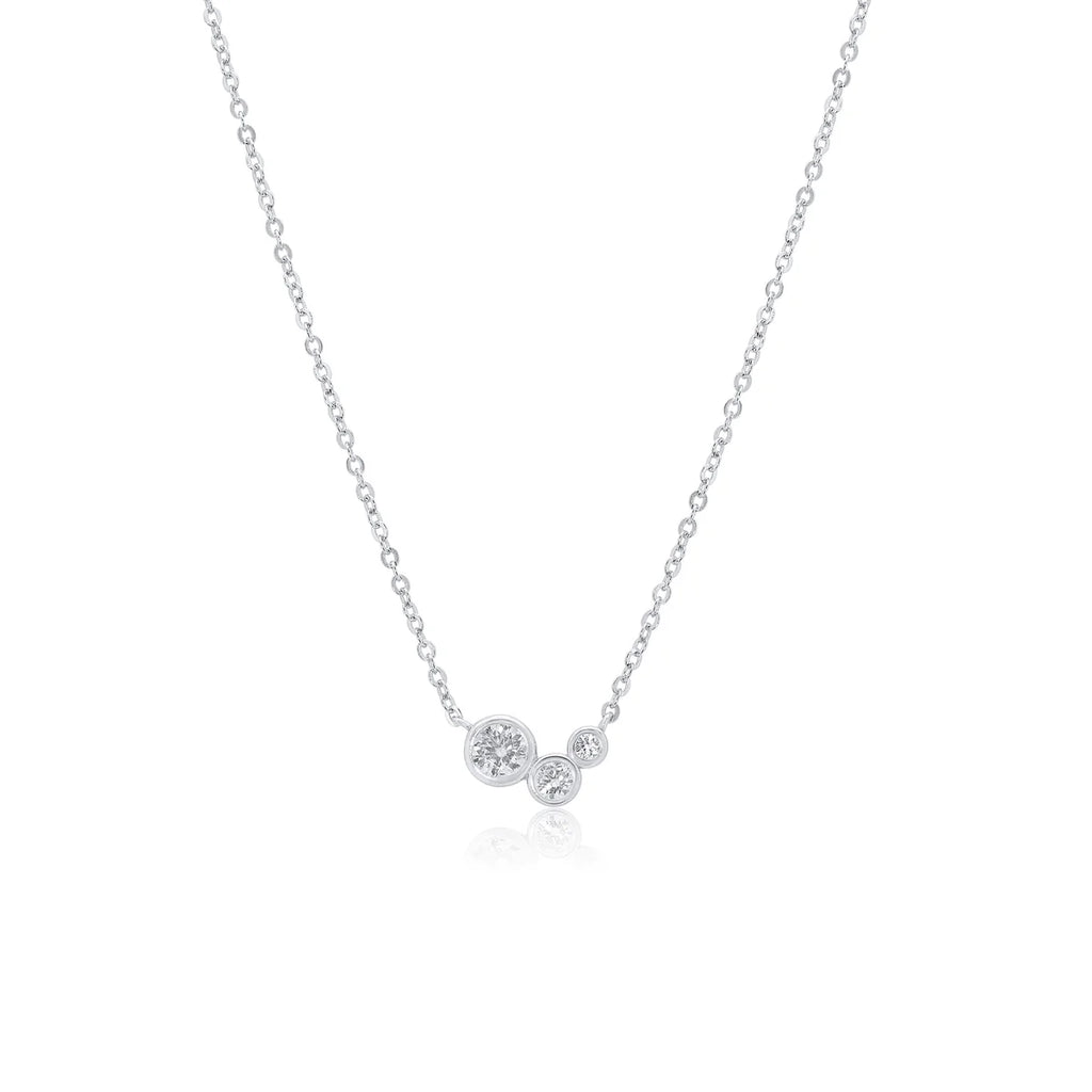 Sterling Silver Triple Bezel Moissanite Necklace