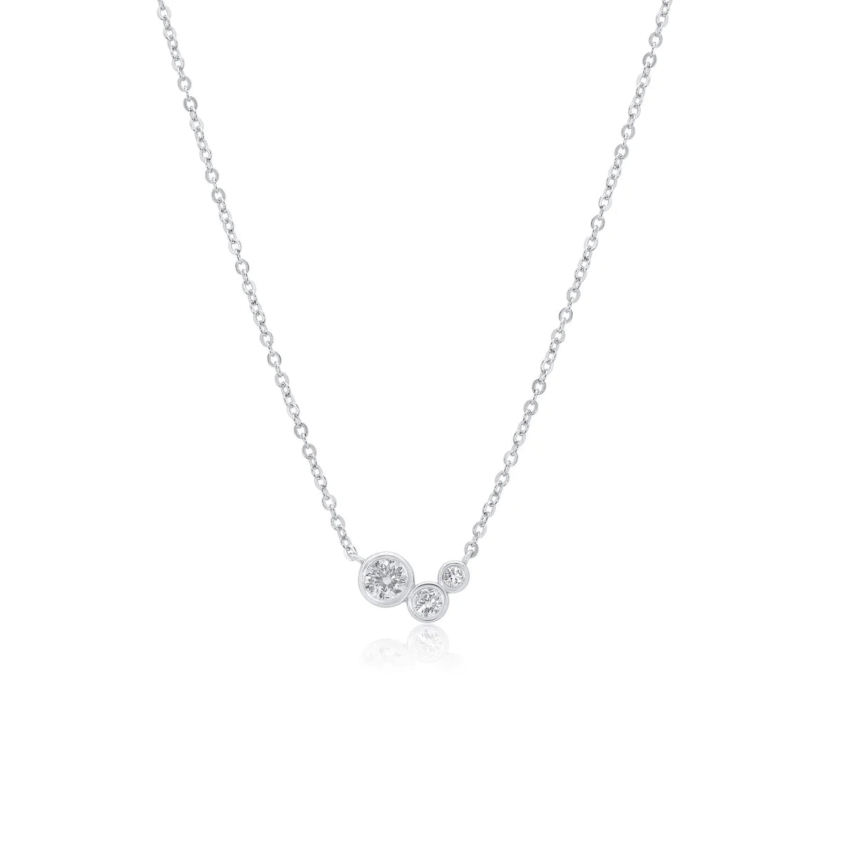 Sterling Silver Triple Bezel Moissanite Necklace