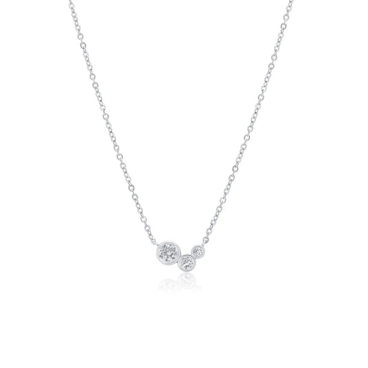 Sterling Silver Triple Bezel Moissanite Necklace