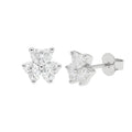 Sterling silver 3 Petal Flower Moissanite Earrings