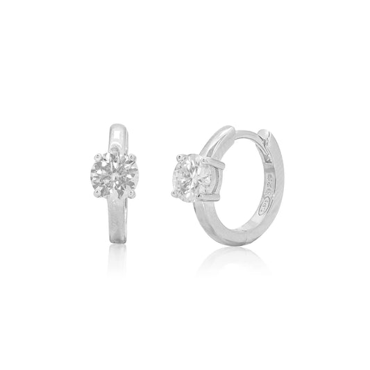 Sterling Silver .5ct Moissanite Huggie Earring