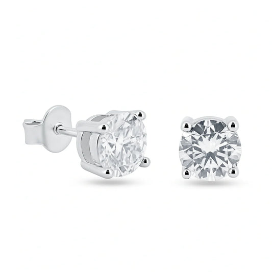 Sterling Silver Classic 1ct Moissanite Stud Earrings