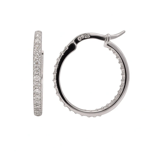 Sterling Silver Moissanite Pave Hoops