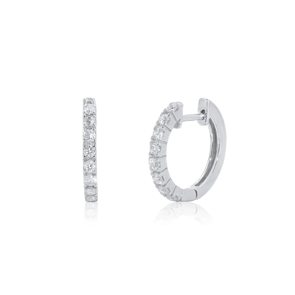 Sterling Silver Moissanite Studded Huggie