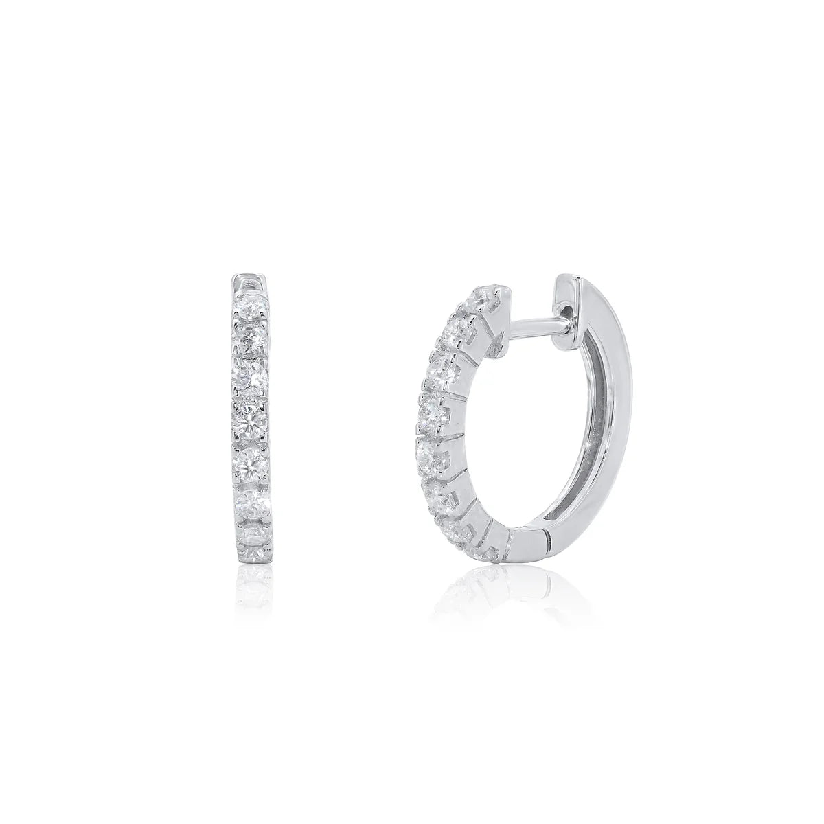Sterling Silver Moissanite Studded Huggie