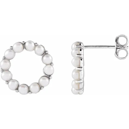 Sterling silver Cultured Pearl “o” Earrings