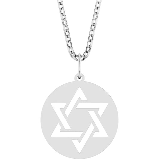 Sterling Silver Star of David Cut-out Necklace