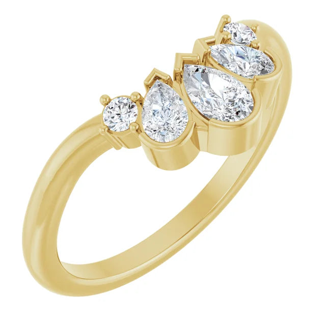 Pear Diamond Contour Band
