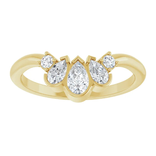 Pear Diamond Contour Band