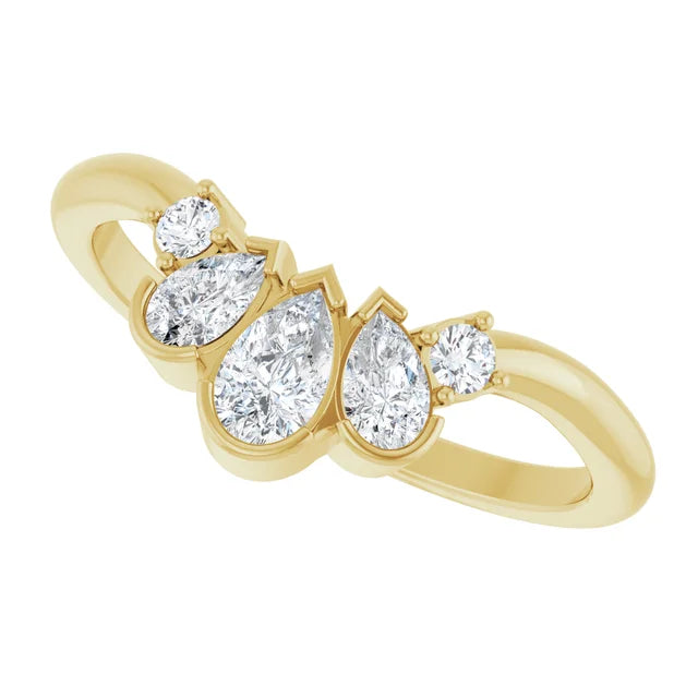 Pear Diamond Contour Band