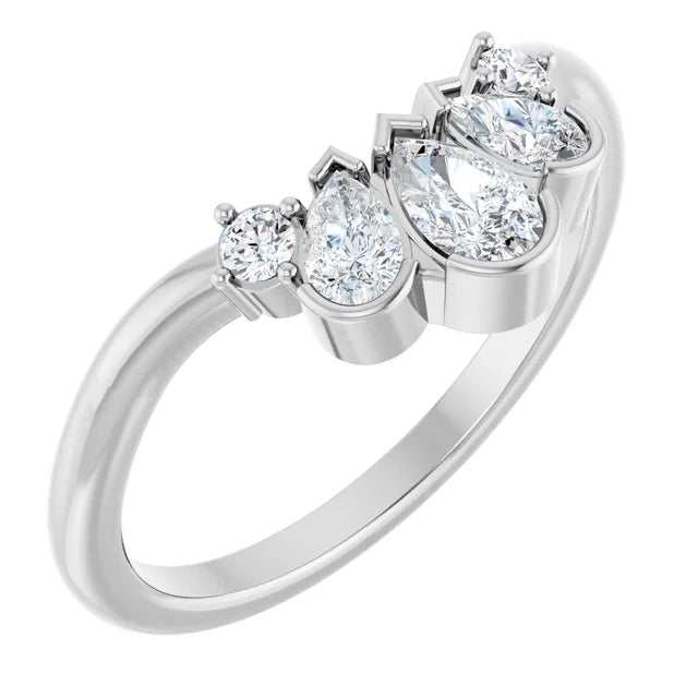 Pear Diamond Contour Band