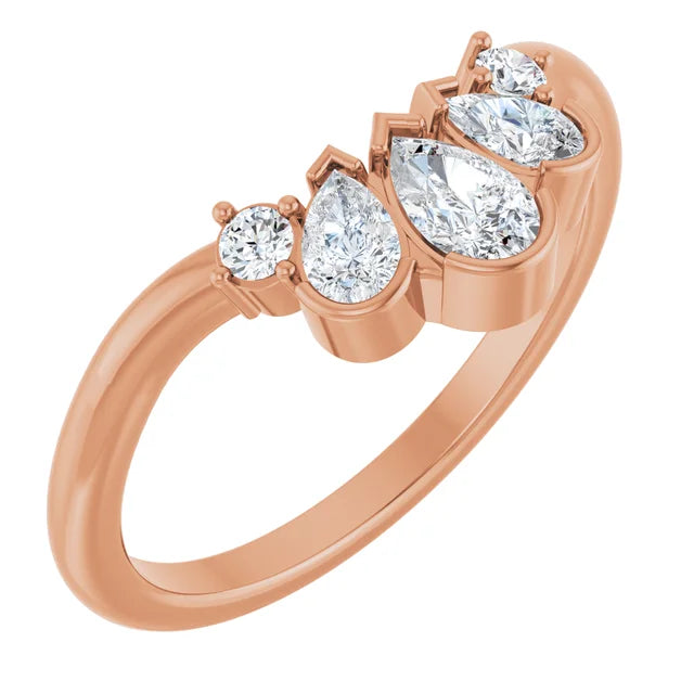Pear Diamond Contour Band