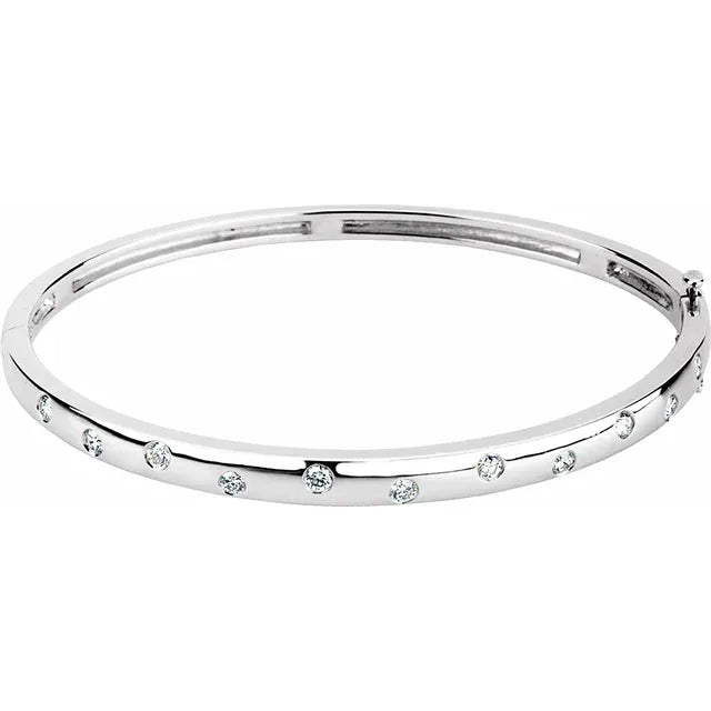 Diamond Accented Round Hinged Bangle