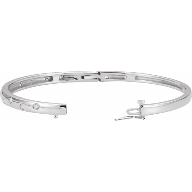 Diamond Accented Round Hinged Bangle