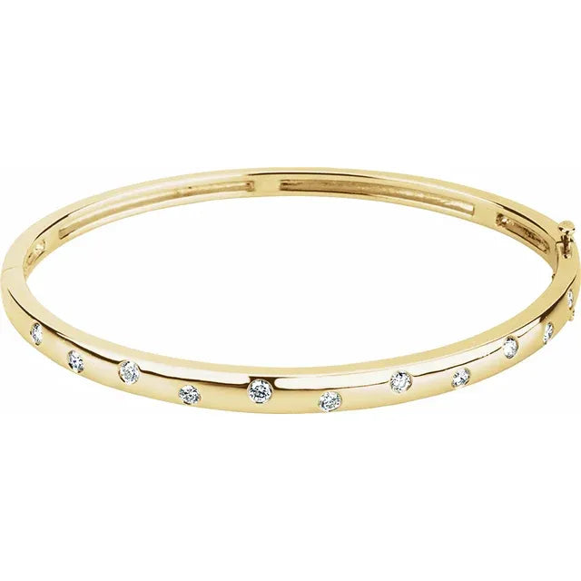 Diamond Accented Round Hinged Bangle