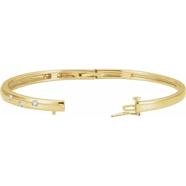 Diamond Accented Round Hinged Bangle