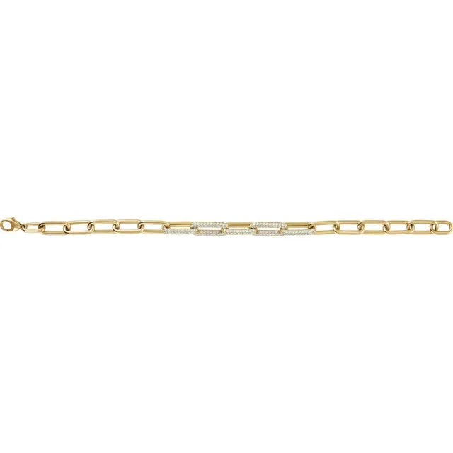 Lab Diamond Pave Paperclip Bracelet