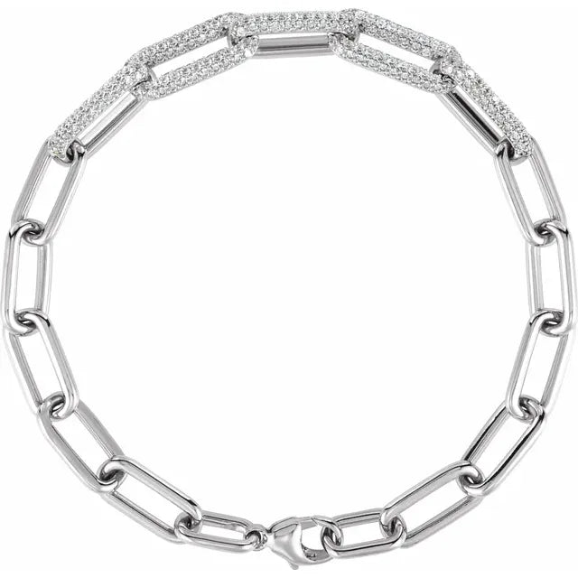 Lab Diamond Pave Paperclip Bracelet