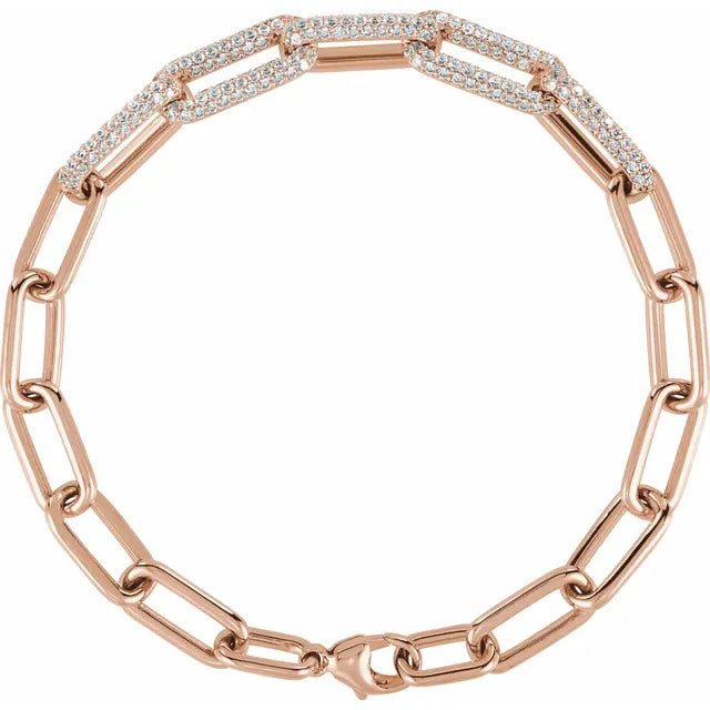 Lab Diamond Pave Paperclip Bracelet