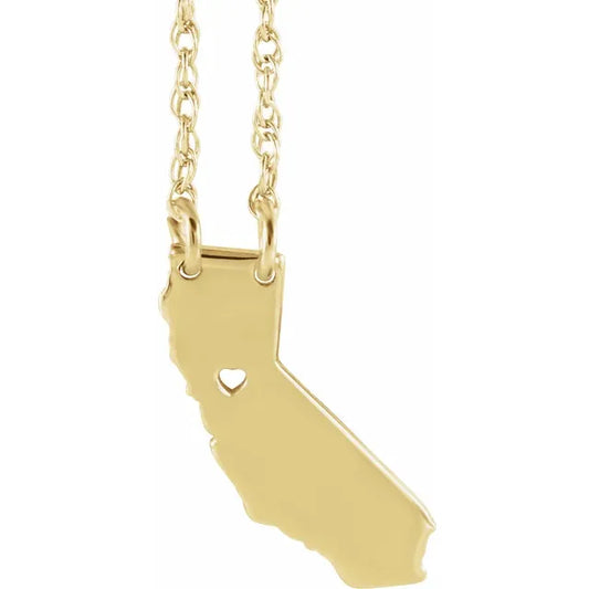 State with Heart Pierced City Necklace (EMAIL TO ORDER)